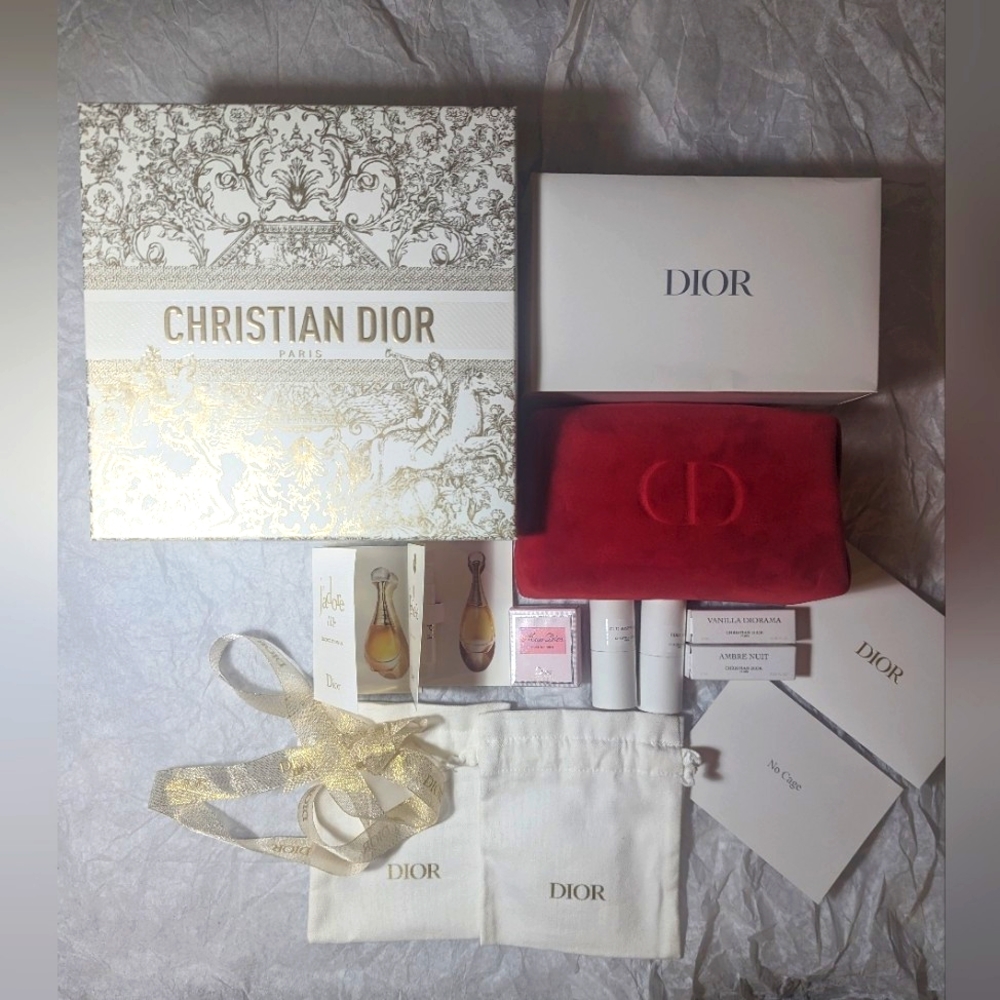 ❣️New huge Dior bundle Dior Velvet cosmetic pouch& Dior fragrances lot